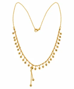 Korean Style Gold-Tone Beaded Fringe Drop Necklace