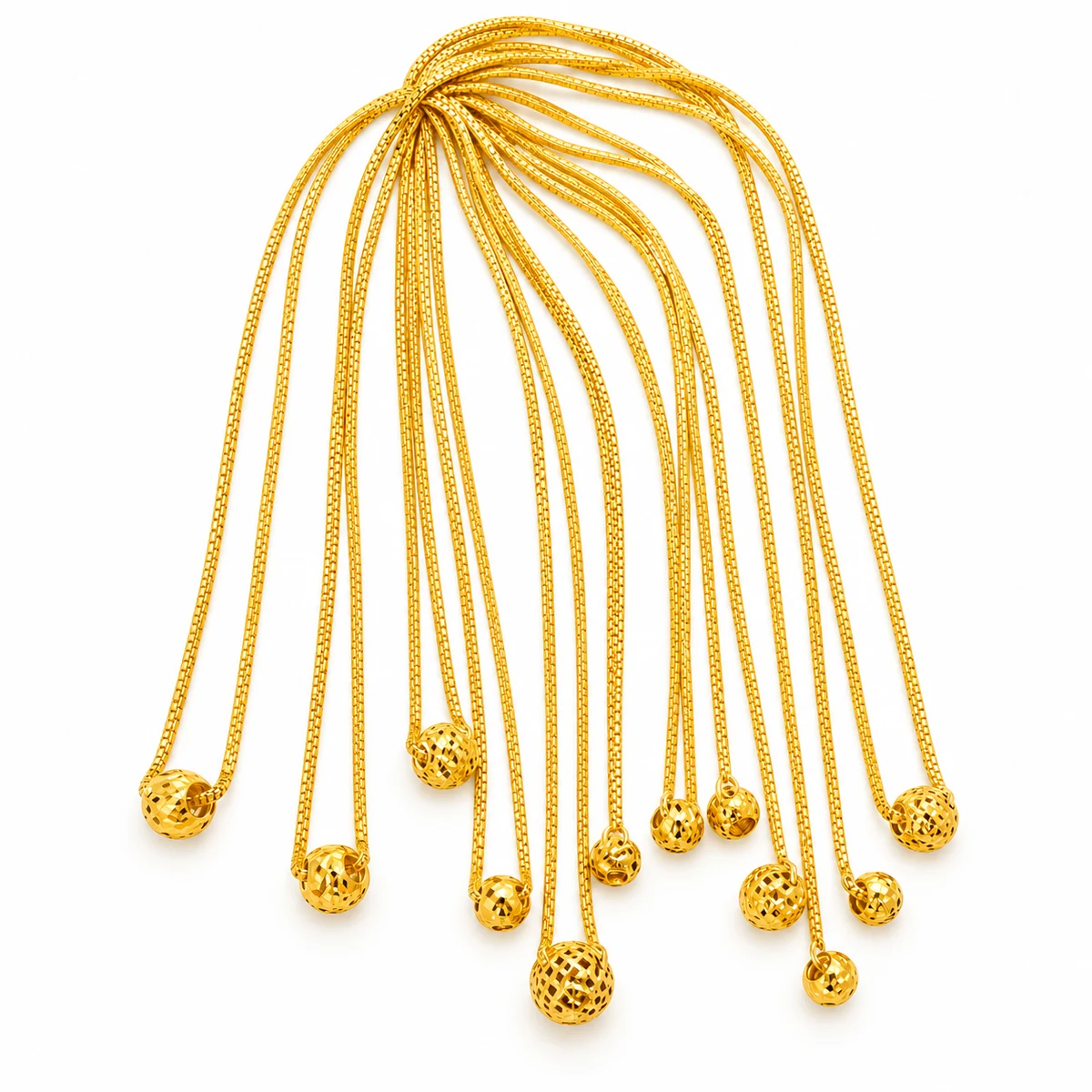 Gold Colour Round Ball Pendant Chain Necklace - Image 4