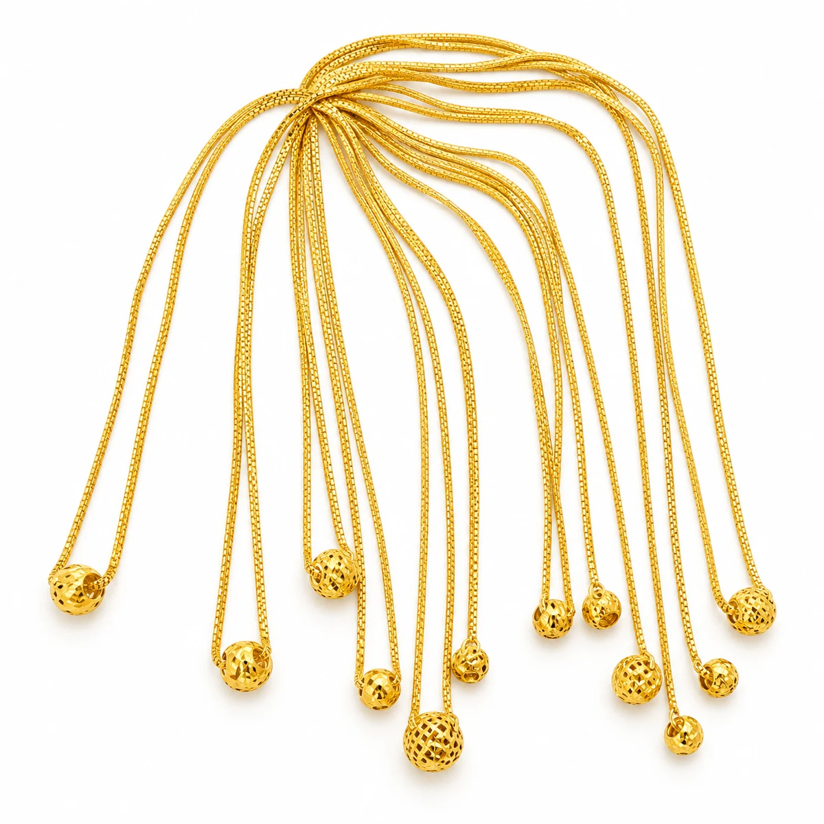 Gold Colour Round Ball Pendant Chain Necklace - Image 8